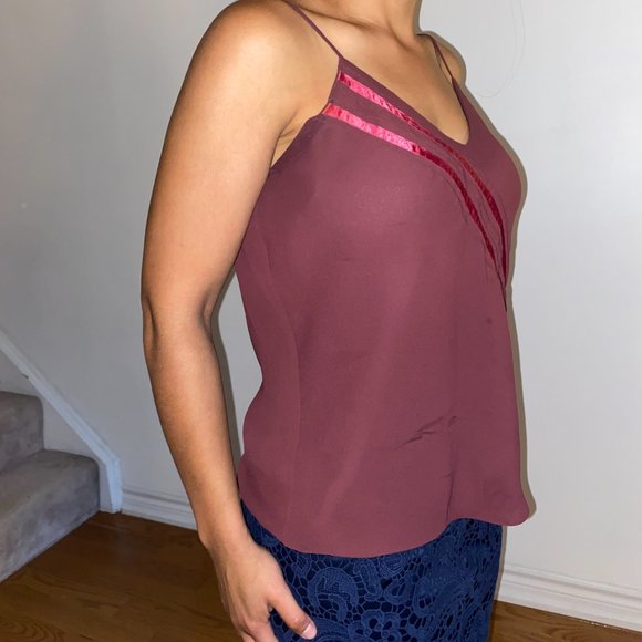Burgundy camisole with pink diagonal stripe - Picture 2 of 4